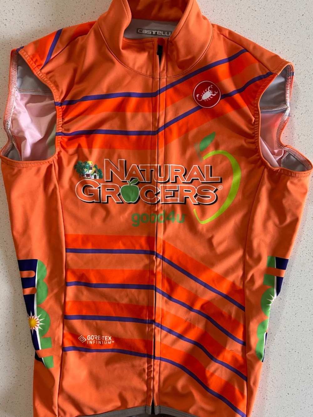 Women's Cycling Vest by Castelli with "Natural Grocers" logo XS